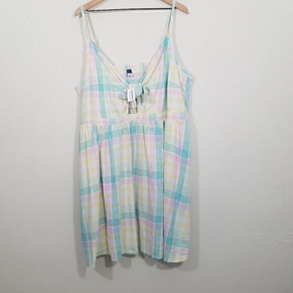NWT Old Navy Linen Blend Multicolor Dress with Pockets Size 3X